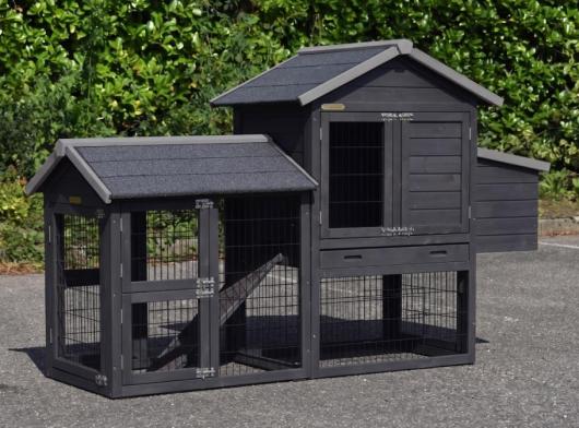 Kippenhok Prestige Small met ren en legnest - Black 191x72x122cm