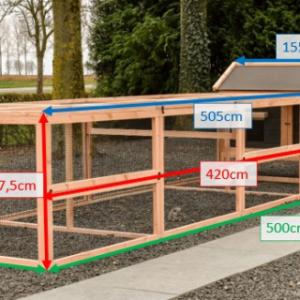 Verschillende afmetingen van het konijnenhok Eggy