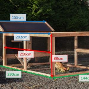 Verschillende afmetingen van het kippenhok Eggy