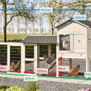 Verschillende afmetingen van het kippenhok Prestige Large
