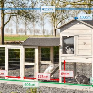 Verschillende afmetingen van het konijnenhok Prestige Large