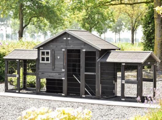 Konijnenhok Holiday Medium Black Dubbel 374x88x151cm