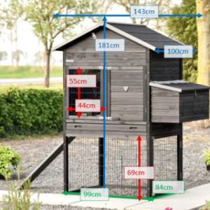 Verschillende afmetingen van het kippenhok Prestige Large