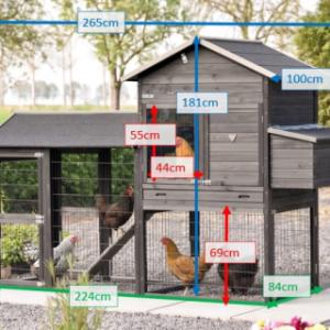 Verschillende afmetingen van het kippenhok Prestige Large