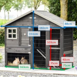 Verschillende afmetingen van het konijnenhok Holiday Medium