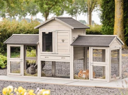 Konijnenhok Prestige Small Light-grey Dubbel 237x72x122cm