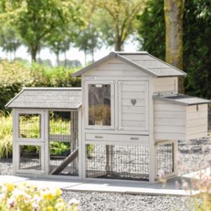 Kippenhok Prestige Small Light-grey met ren en legnest 191x72x122cm