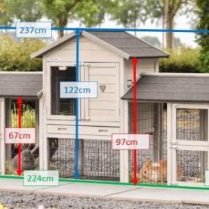 Verschillende afmetingen van het konijnenhok Prestige Small