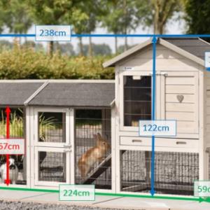 Verschillende afmetingen van het konijnenhok Prestige Small