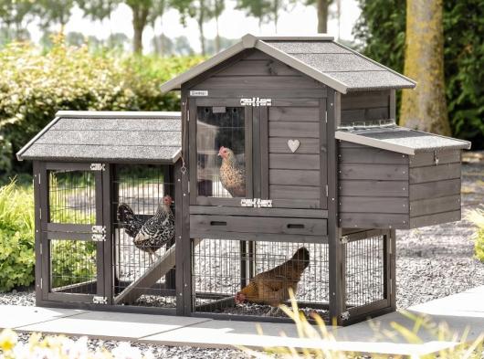 Kippenhok Prestige Small met ren en legnest - Black 191x72x122cm