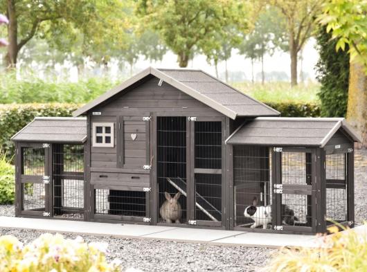 Konijnenhok Holiday Small Black Dubbel 299x73x128cm