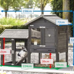 Verschillende afmetingen van het konijnenhok Prestige Small