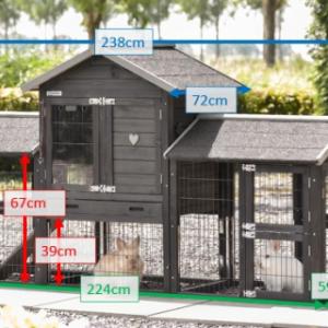 Verschillende afmetingen van het konijnenhok Prestige Small