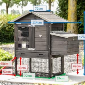 Verschillende afmetingen van het kippenhok Prestige Small