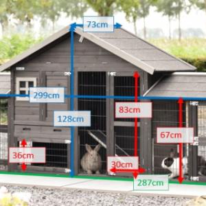 Verschillende afmetingen van het konijnenhok Holiday Small