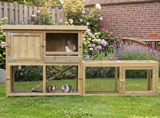 Konijnenhok Axi Maxi in tuin