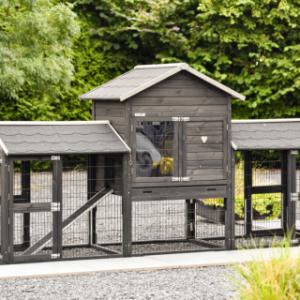 Konijnenhok Prestige Medium met dubbele ren Black Anti Knaag