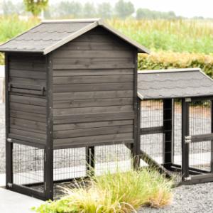 Neem een kijkje aan de achterkant van kippenhok Prestige Medium met ren Black