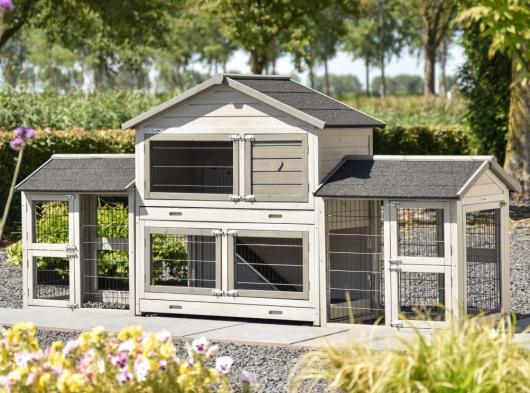 Konijnenhok Excellent Medium Light-Grey Dubbel 276x67x132cm