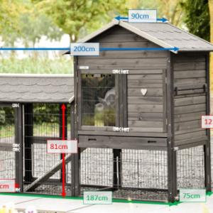 Verschillende afmetingen van het konijnenhok Prestige Medium
