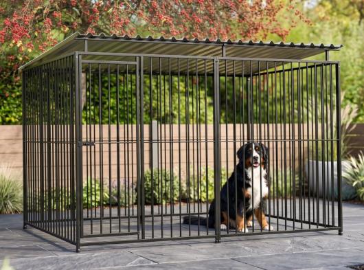 Hondenkennel FLINQ zwart met dak 2x3m