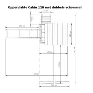 Afmetingen van speeltoestel Cabin 120 met aanbouwschommel