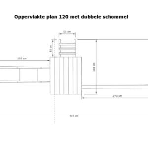 Afmetingen van speeltoestel Plan 120 met aanbouwschommel