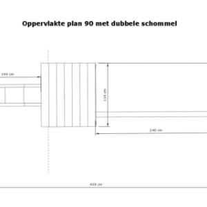 Afmetingen van speeltoestel Plan 90 met aanbouwschommel