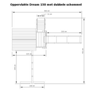Afmetingen Dream 150 met aanbouwschommel