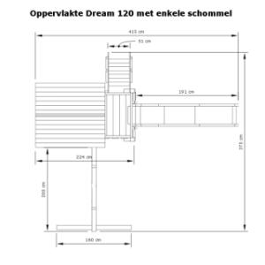 Afmetingen Dream 120 met enkele aanbouwschommel