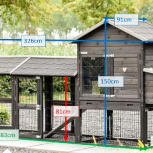 Verschillende afmetingen van het kippenhok Prestige Medium