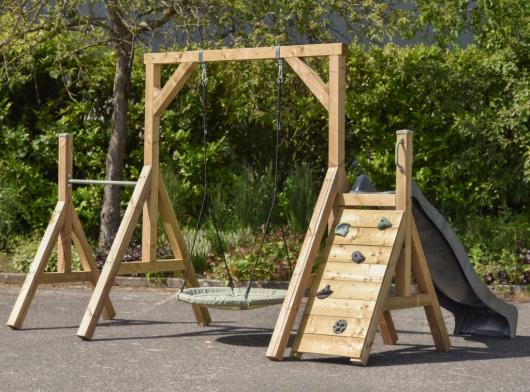 Schommel Smart Enkel met Duikelrek en Smarties Aanbouw Geïmpregneerd vurenhout 350x293x232cm