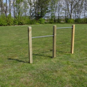 Dubbele duikelstang RVS - met 3 palen  90 cm