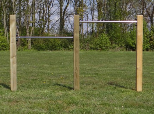 Dubbele rekstok met RVS-duikelstangen: 90 & 125 cm
