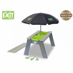 Exit Aksent Zand- en Watertafel L met parasol en kinder tuingereedschap