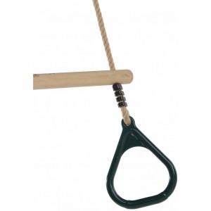 Houten ringtrapeze met kunststof ringen PH-touw groen