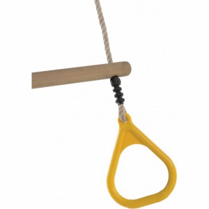 Houten ringtrapeze met kunststof ringen PH-touw geel