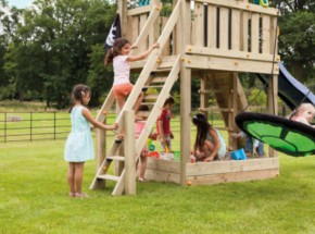 Trap met 7 treden en 2 leuningen - @Steps 120 Blue Rabbit · geïmpregneerd vuren op maat gezaagd hout