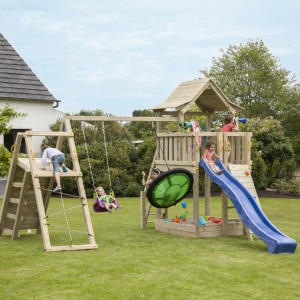 Speeltoestel Pagoda 120 met glijbaan en @challenger | Blue Rabbit