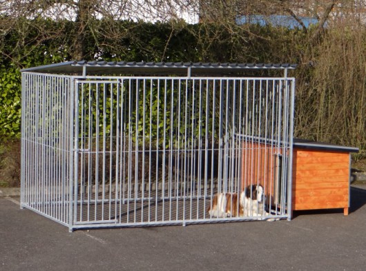  Hondenkennel FLINQ met dak en geisoleerd nachthok 200x407 cm