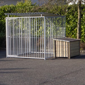  Hondenkennel FLINQ met dak en geimpregneerd hondenhok 2x2m