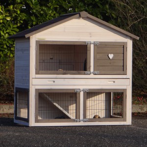 SHOWMODEL - konijnenhok Regular Medium wit/bruin - Anti-knaag 125x67x118cm
