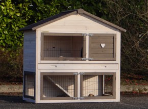SHOWMODEL - konijnenhok Regular Medium wit/bruin - Anti-knaag 125x67x118cm