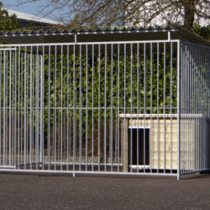 De hondenkennel FLINQ heeft de afmetingen 2x3m