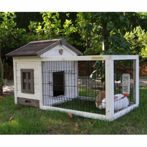 SHOWMODEL - konijnenhok Pretty Home wit/bruin 106x68x64cm