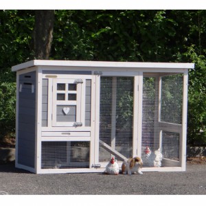 SHOWMODEL - konijnenhok Budget white-grey met kunststof dak 136x64x87cm