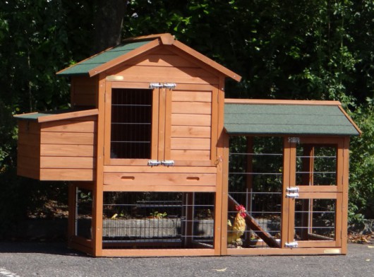 Kippenhok Prestige Small met ren rechts en legnest 191x72x122cm