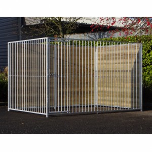 Gegalvaniseerde hondenkennel FERM 3x2m, met 2 dichte wanden