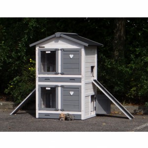 SHOWMODEL - konijnenhok Double Small White-grey 87x72x121cm