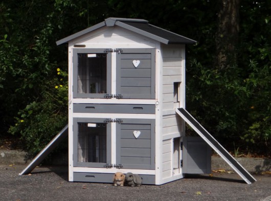 SHOWMODEL - konijnenhok Double Small White-grey 87x72x121cm